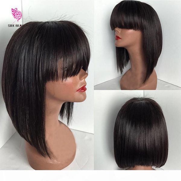 12" 130 density fringe human hair short bob wigs with bangs virgin brazilian full lace wig with bangs glueless lace front wig, Black;brown
12" 130 density fringe human hair short bob wigs with bangs virgin brazilian full lace wig with bangs glueless lace front wig, Black;brown