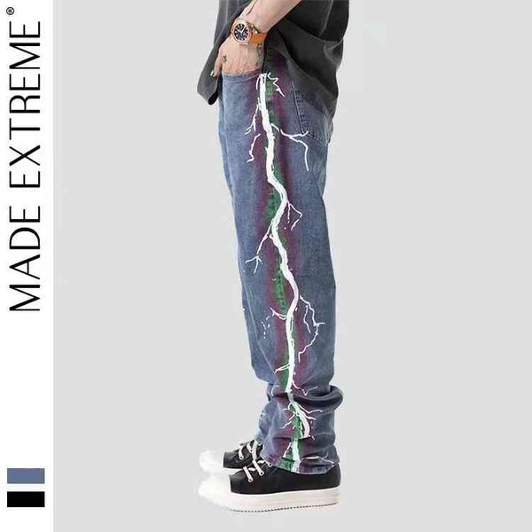 american high street jeans men's fashion brand hip hop punk lightning spray printing loose ruffian handsome drape pants, Blue
american high street jeans men's fashion brand hip hop punk lightning spray printing loose ruffian handsome drape pants, Blue