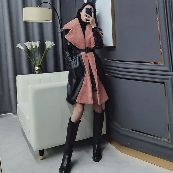 patchwork lambswool thick coat for women lapel long sleeve sashes casual jackets female fashion new clothing winter, Black;brown
patchwork lambswool thick coat for women lapel long sleeve sashes casual jackets female fashion new clothing winter, Black;brown