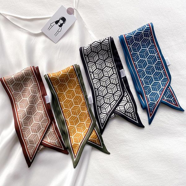 scarves 2021 fashion box pattern silk scarf women spain luxury office lady skinny hair tie band small bag scarfs wrap snood 100*10cm, Blue;gray
scarves 2021 fashion box pattern silk scarf women spain luxury office lady skinny hair tie band small bag scarfs wrap snood 100*10cm, Blue;gray