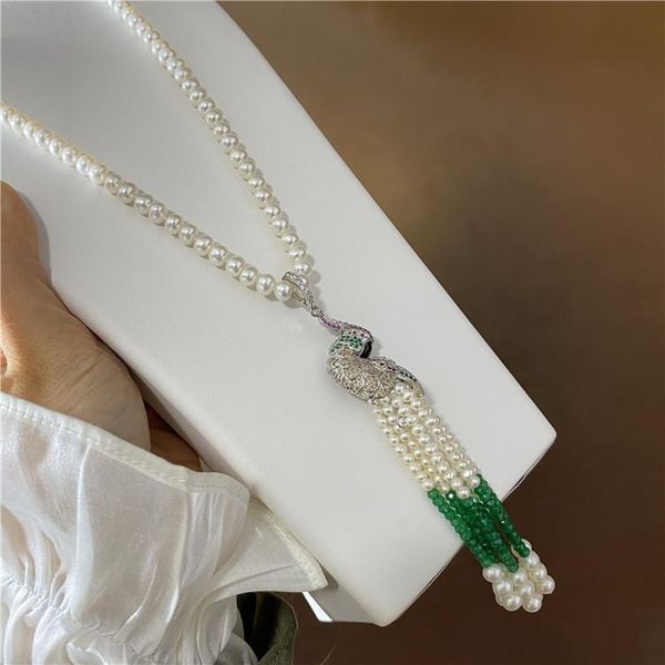 chains women's jewelry 7-8mm 75+15cm micro inlaid zircon green accessories white freshwater pearl necklace, Silver
chains women's jewelry 7-8mm 75+15cm micro inlaid zircon green accessories white freshwater pearl necklace, Silver