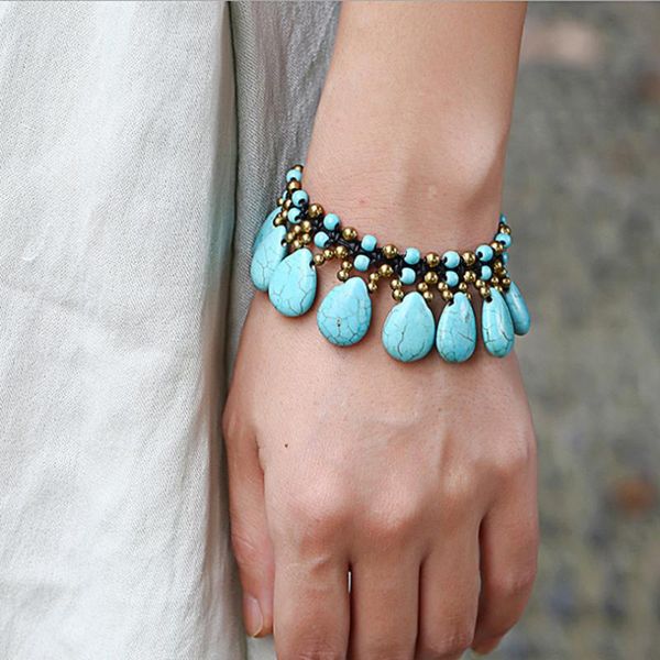 beaded, strands bohemian wax thread hand-woven bracelet retro personality drop-shaped turquoise bracelets on hand chain bangles jewelry fema, Black
beaded, strands bohemian wax thread hand-woven bracelet retro personality drop-shaped turquoise bracelets on hand chain bangles jewelry fema, Black