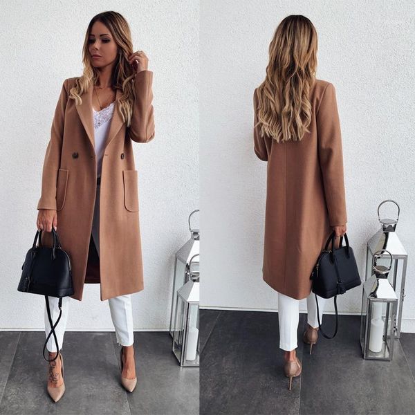autumn winter double breasted women coat business casual over hip long sleeve party wool blend loose date lapel with pockets women's &, Black
autumn winter double breasted women coat business casual over hip long sleeve party wool blend loose date lapel with pockets women's &, Black