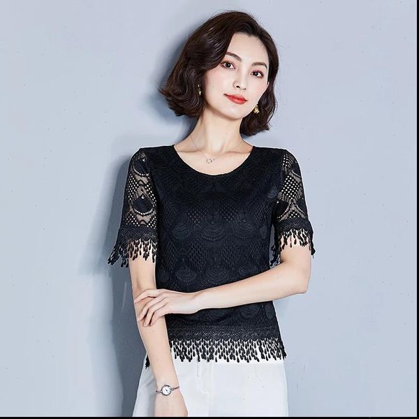 5xl plus size lace fashion short sleeve summer elegant slim tassel shirt plus size women shirt blouses df2613, White
5xl plus size lace fashion short sleeve summer elegant slim tassel shirt plus size women shirt blouses df2613, White