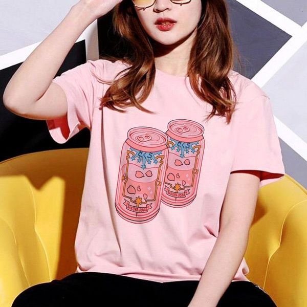 

czccwd women clothes 2021 fashion summer thin section t shirt harajuku kawaii cartoon fun starry sky drink printed tshirt vogue, White