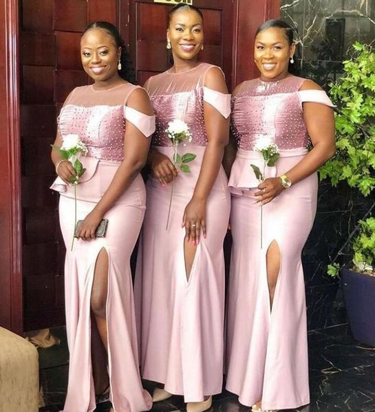 sheer jewel neck bridesmaid dresses plus size aso ebi beaded wedding guest dress side split long maid of honor prom vestidos, White;pink
sheer jewel neck bridesmaid dresses plus size aso ebi beaded wedding guest dress side split long maid of honor prom vestidos, White;pink