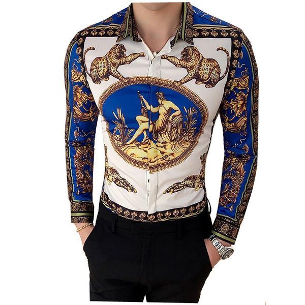 men's casual shirts gold leopard print shirt mens camisa masculina long sleeve slim fit 2021 brand men club social dress, White;black
men's casual shirts gold leopard print shirt mens camisa masculina long sleeve slim fit 2021 brand men club social dress, White;black