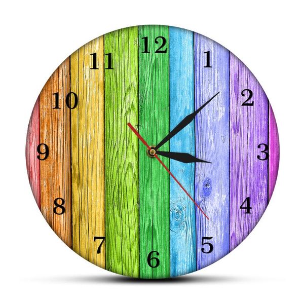 retro printed wall clock modern rustic decoration rainbow colors colorful wood background old planks farmhouse style wall clock
retro printed wall clock modern rustic decoration rainbow colors colorful wood background old planks farmhouse style wall clock