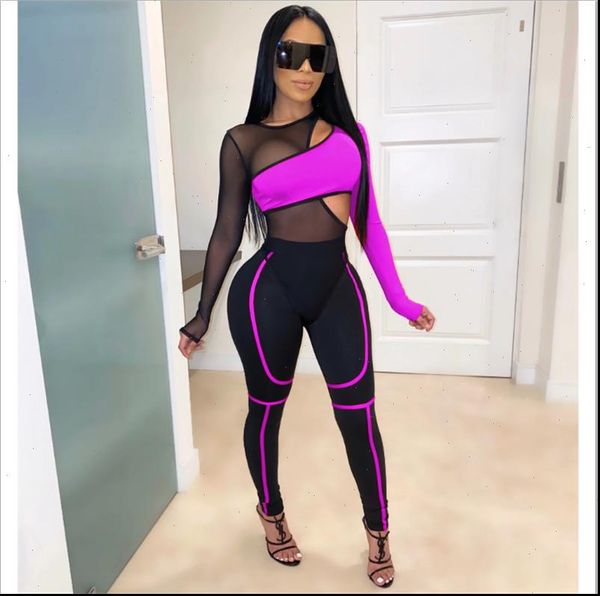 fluorescent color patchwork sheer mesh bandage jumpsuit 2 piece set hollow out long sleeve romper tracksuit club bodysuit pants, Gray
fluorescent color patchwork sheer mesh bandage jumpsuit 2 piece set hollow out long sleeve romper tracksuit club bodysuit pants, Gray