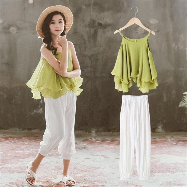 summer kids girls outfits jogger set children chiffon and white loose pants korean teenage two piece clothes
summer kids girls outfits jogger set children chiffon and white loose pants korean teenage two piece clothes