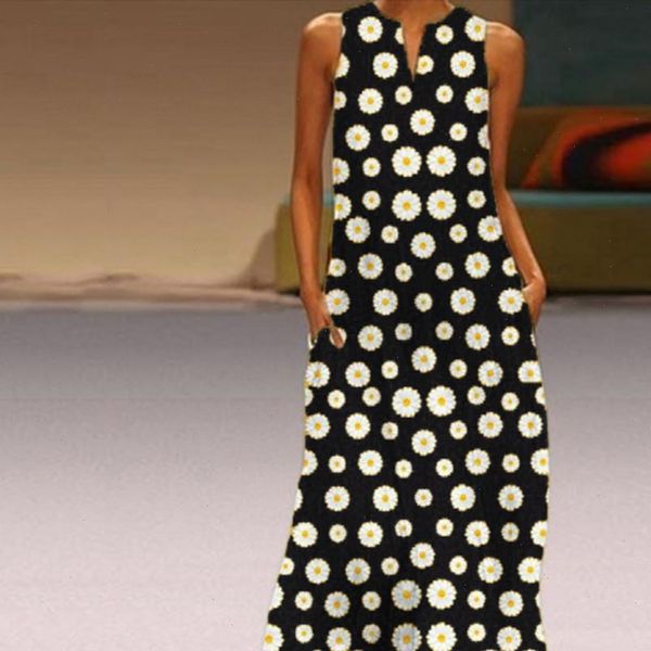 v neck daisy print dress women sleeveless bohemian maxi long dresses casual loose beach party vestidos femme robe, Black;gray
v neck daisy print dress women sleeveless bohemian maxi long dresses casual loose beach party vestidos femme robe, Black;gray