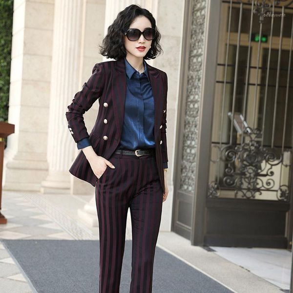 women's suits & blazers autumn formal blazer set korean stripe suit jacket pant for women office lady, White;black
women's suits & blazers autumn formal blazer set korean stripe suit jacket pant for women office lady, White;black