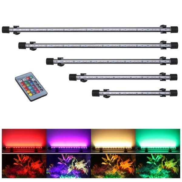 led tank remote control seven color chameleon fish amphibious aquarium lighting water grass lamp us standard