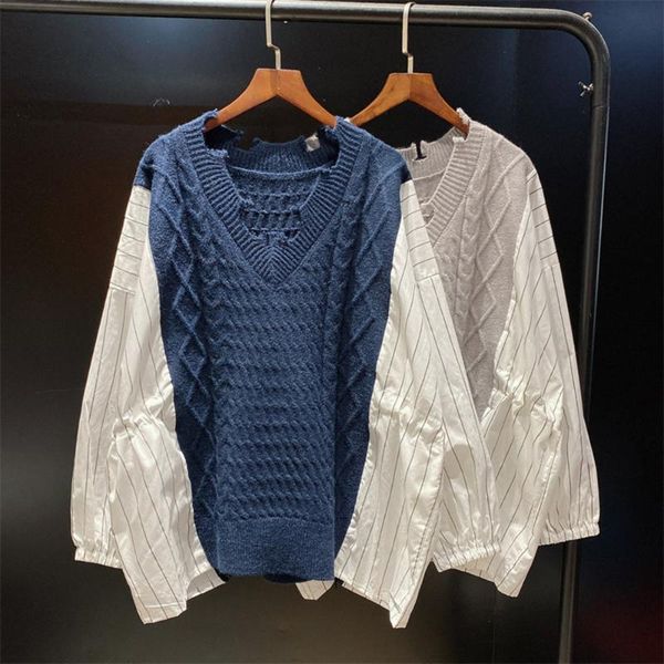 women's sweaters striped shirt pacthwork twist sweater woman v-neck long-sleeve loose knitting pullovers jumper female warm knitted, White;black
women's sweaters striped shirt pacthwork twist sweater woman v-neck long-sleeve loose knitting pullovers jumper female warm knitted, White;black