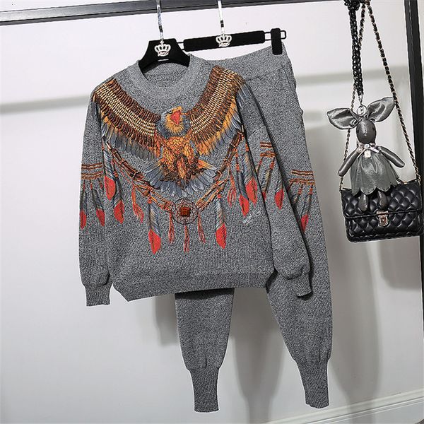 autumn winter tracksuit women set eagle embroidery knitted sweater casual pants suit two piece outfits female loose knitting 2pc 012n, Blue
autumn winter tracksuit women set eagle embroidery knitted sweater casual pants suit two piece outfits female loose knitting 2pc 012n, Blue
