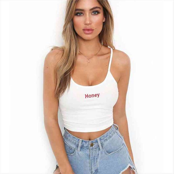 crop summer honey women camis letter embroidery strap cropped ladies elastic shirt vest camisole, White
crop summer honey women camis letter embroidery strap cropped ladies elastic shirt vest camisole, White