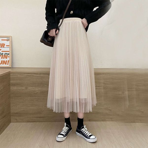temperament black mesh pleated women's new autumn and winter 2020 korean high waist slim a-line medium length skirt, Black;gray
temperament black mesh pleated women's new autumn and winter 2020 korean high waist slim a-line medium length skirt, Black;gray
