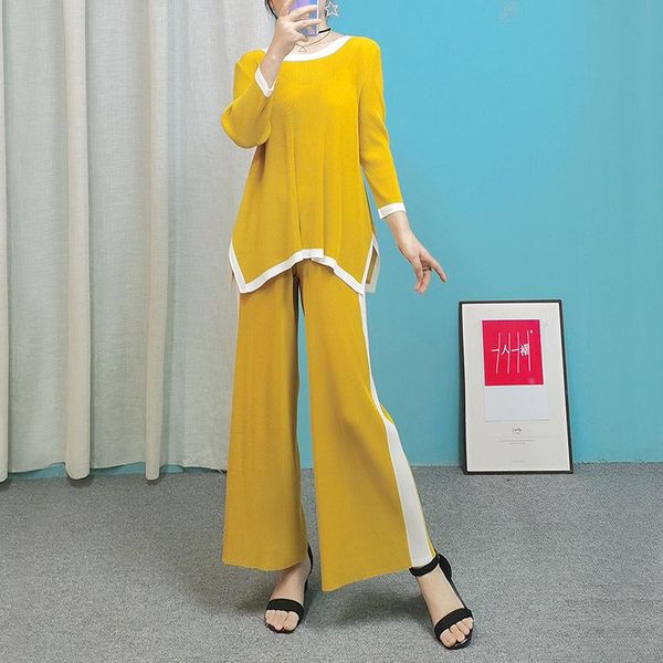 women's two piece pants 2021 autumn three-quarter sleeve suit miyak fold fashion high elasticity irregular + straight, White
women's two piece pants 2021 autumn three-quarter sleeve suit miyak fold fashion high elasticity irregular + straight, White