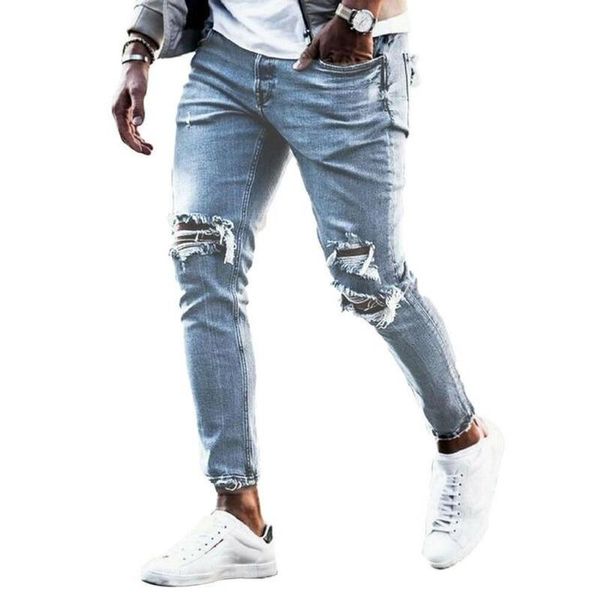 men's jeans mens skinny slim fit ripped stretch biker distressed trousers casual denim pants street wear, Blue
men's jeans mens skinny slim fit ripped stretch biker distressed trousers casual denim pants street wear, Blue