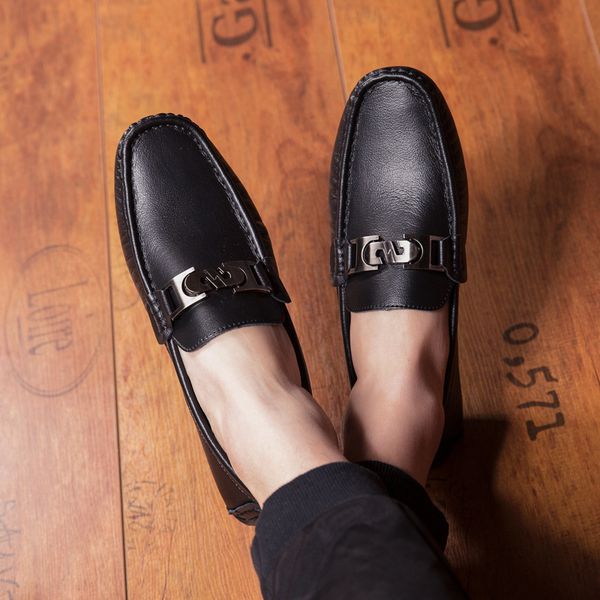 men's autumn breathable leather pea men's light driving versatile one foot lazy fashion casual shoes, Black
men's autumn breathable leather pea men's light driving versatile one foot lazy fashion casual shoes, Black