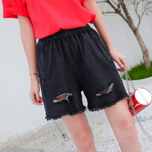 women's shorts chic harajuku high waist hole jeans zipper decor, White;black
women's shorts chic harajuku high waist hole jeans zipper decor, White;black