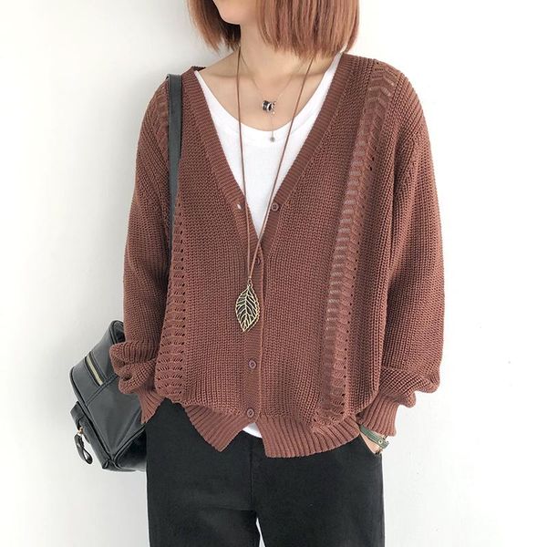 women's knits & tees knitted solid women sweater cardigan winter 2021 hollow out loose casual all match female outwear coats, White
women's knits & tees knitted solid women sweater cardigan winter 2021 hollow out loose casual all match female outwear coats, White
