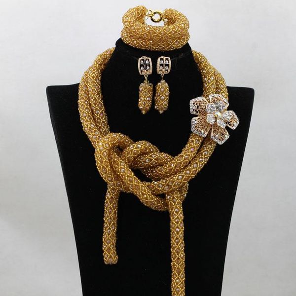 earrings & necklace gorgeous champagne african wedding beads jewelry set gold twisted chunky statement crystal gift qw450, Silver
earrings & necklace gorgeous champagne african wedding beads jewelry set gold twisted chunky statement crystal gift qw450, Silver