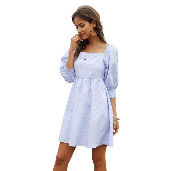 european and american womens clothing 2021 spring new casual half sleeve a- line striped dress womens fashion csfs, White;black
european and american womens clothing 2021 spring new casual half sleeve a- line striped dress womens fashion csfs, White;black