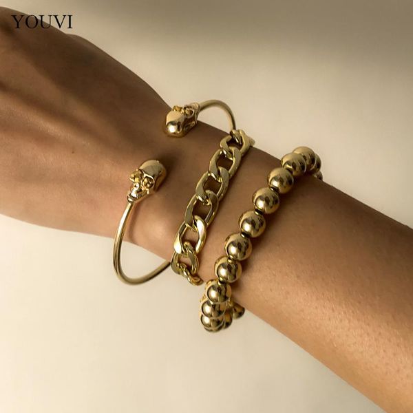 link, chain youvi 3pcs/set layered gold color bracelets & bangles for women men adjustable chunky bangels couples boho jewelry gift, Black
link, chain youvi 3pcs/set layered gold color bracelets & bangles for women men adjustable chunky bangels couples boho jewelry gift, Black