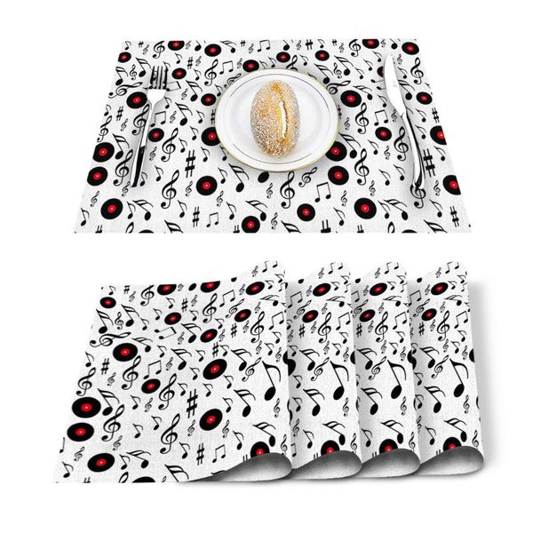 table runner 4/6 pcs placemat white rock music printed mat for tables heat-insulation cotton linen kitchen dining pads
table runner 4/6 pcs placemat white rock music printed mat for tables heat-insulation cotton linen kitchen dining pads