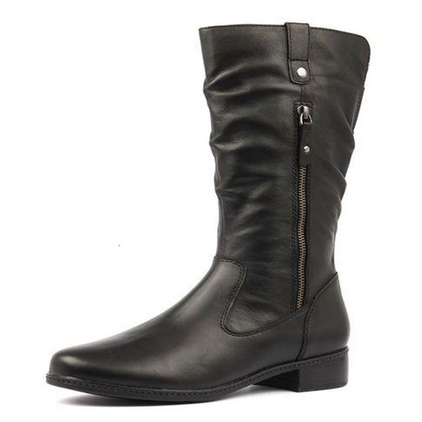 large children's round head thick heel medium double zipper women's boots, Black
large children's round head thick heel medium double zipper women's boots, Black