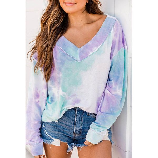 women's t-shirt tie dye long sleeve 2021 spring v-neck multicolor loose t shirt women simple all-match clothes casual tee, White
women's t-shirt tie dye long sleeve 2021 spring v-neck multicolor loose t shirt women simple all-match clothes casual tee, White