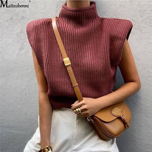 2021 new autumn winter women knitted solid turtleneck sleeveless casual pullover basic shoulder pads sweater elegant jumper zszd, White;black
2021 new autumn winter women knitted solid turtleneck sleeveless casual pullover basic shoulder pads sweater elegant jumper zszd, White;black
