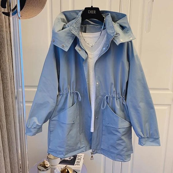 women's trench coats korean fashion women coat solid color hooded embroidery lace up slim waist windbreaker 2021 autumn casual zipper j, Tan;black
women's trench coats korean fashion women coat solid color hooded embroidery lace up slim waist windbreaker 2021 autumn casual zipper j, Tan;black