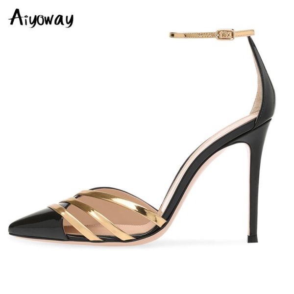 sandals aiyoway fashion pointed toe stiletto high heel ankle strap gold black patent leather party evening dress shoes plus size
sandals aiyoway fashion pointed toe stiletto high heel ankle strap gold black patent leather party evening dress shoes plus size