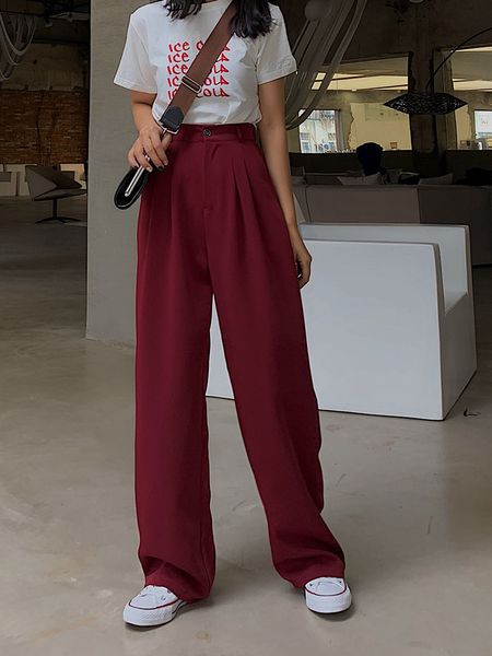 female fashion simple summer wide waist rubbing leg pants straight spring wild szi2, Black;white
female fashion simple summer wide waist rubbing leg pants straight spring wild szi2, Black;white