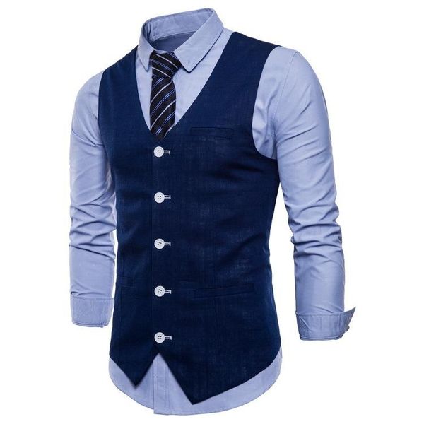 men's vests mens slim fit single breasted suit vest brand formal dress business wedding waistcoat men solid color gilet homme, Black;white
men's vests mens slim fit single breasted suit vest brand formal dress business wedding waistcoat men solid color gilet homme, Black;white