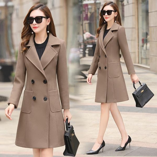 women's wool & blends coat autumn winter 2021 korean slim large cashmere medium length, Black
women's wool & blends coat autumn winter 2021 korean slim large cashmere medium length, Black
