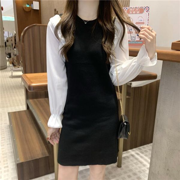 casual dresses wind french splicing long-sleeved dress children with 2021 in the spring and autumn knitting waist stripe, Black;gray
casual dresses wind french splicing long-sleeved dress children with 2021 in the spring and autumn knitting waist stripe, Black;gray