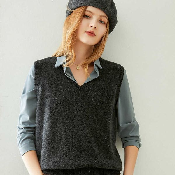 women's knits & tees autumn and winter fashion cashmere vest women's jacket oecn, White
women's knits & tees autumn and winter fashion cashmere vest women's jacket oecn, White