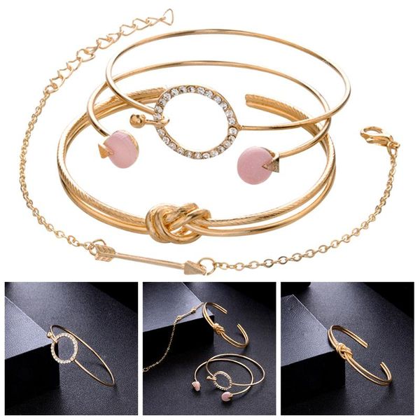 link, chain 4 pcs crystal bracelet sets for women jewelry silvery female arrow knot round multilayer adjustable open set, Black
link, chain 4 pcs crystal bracelet sets for women jewelry silvery female arrow knot round multilayer adjustable open set, Black