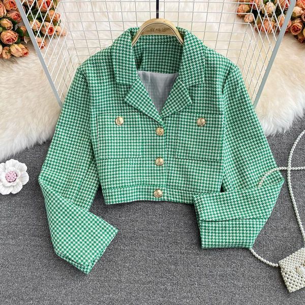 women's jackets autumn small suit jacket women short fragrant wind lapel houndstooth cardigan loose long-sleeved top, Black;brown
women's jackets autumn small suit jacket women short fragrant wind lapel houndstooth cardigan loose long-sleeved top, Black;brown