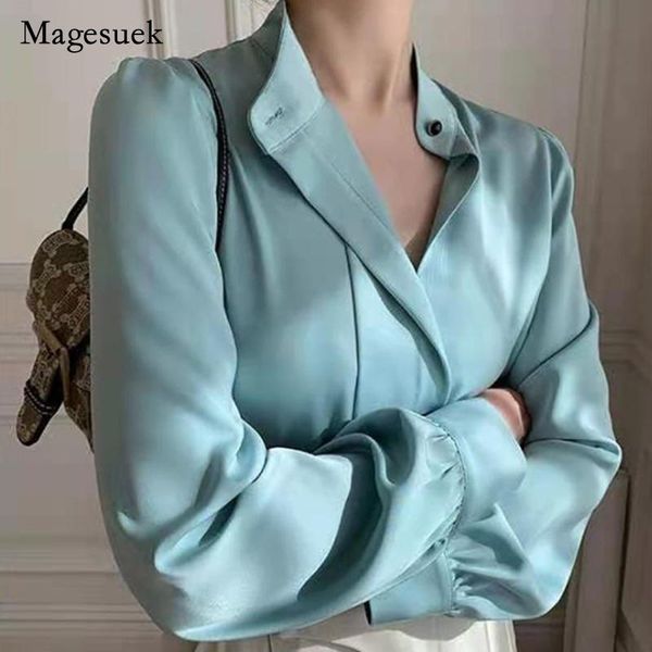women's blouses & shirts autumn 2021 women and office lady fashion shirt solid stand collar loose long sleeve clothing 13221, White
women's blouses & shirts autumn 2021 women and office lady fashion shirt solid stand collar loose long sleeve clothing 13221, White