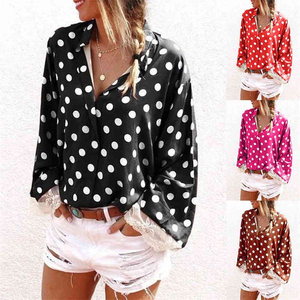 womens lace sleeve polka dot shirt designer long sleeve famale casual lapel neck shirt ladies fashion clothing, White
womens lace sleeve polka dot shirt designer long sleeve famale casual lapel neck shirt ladies fashion clothing, White