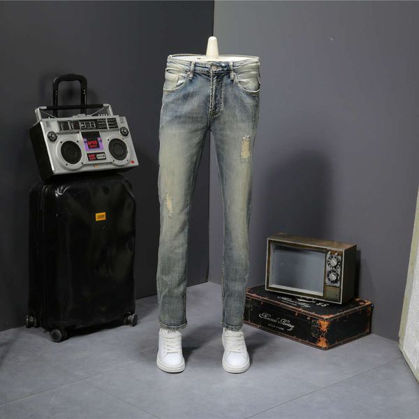 autumn and winter jeans men's holes nostalgic spirit young man long pants make old youth elasticwinter, Blue
autumn and winter jeans men's holes nostalgic spirit young man long pants make old youth elasticwinter, Blue