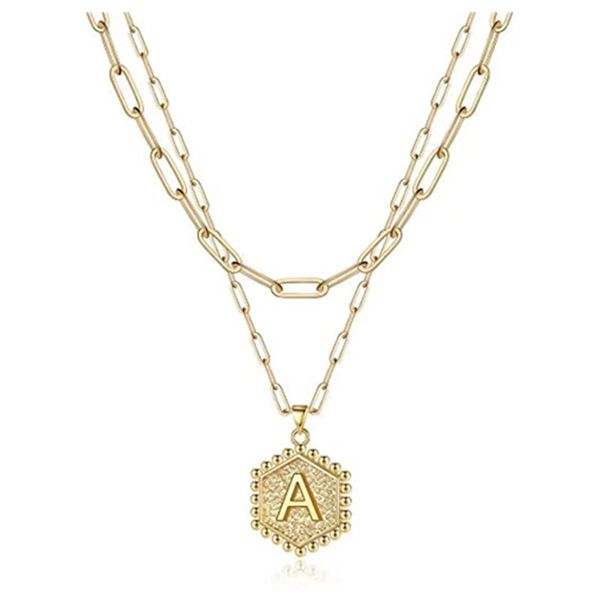 layered gold initial necklaces for women 14k plated paperclip link chain necklace hexagon letter pendant toggle clasp layering choker, Silver
layered gold initial necklaces for women 14k plated paperclip link chain necklace hexagon letter pendant toggle clasp layering choker, Silver