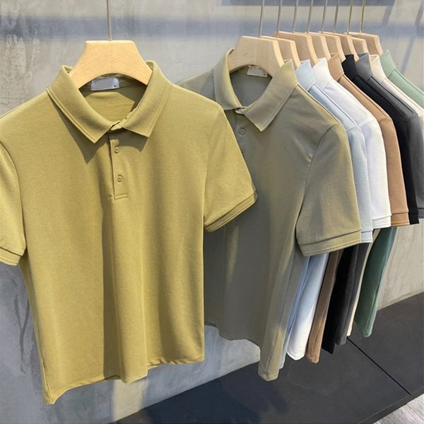polo shirt lapel short sleeve t-shirt men's fashion pearl ground cotton rib casual solid color versatile slim paul top, White;black
polo shirt lapel short sleeve t-shirt men's fashion pearl ground cotton rib casual solid color versatile slim paul top, White;black
