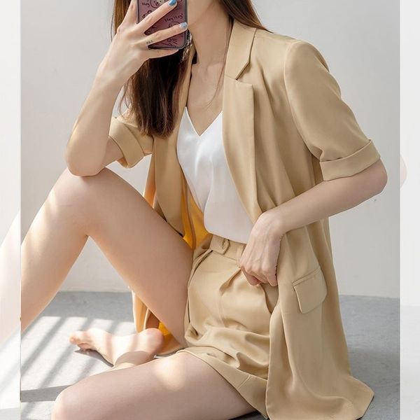 women's suits & blazers short sleeve blazer jacket summer thin vertical casual versatile suit shorts 2021, White;black
women's suits & blazers short sleeve blazer jacket summer thin vertical casual versatile suit shorts 2021, White;black