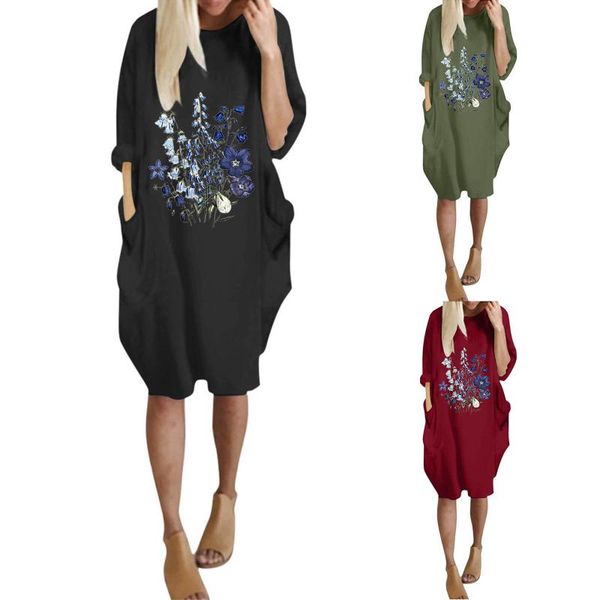 casual dresses women's midi dress long sleeve flower print o neck loose pocket vintage vestidos robe femme autumn 2021 #t1q, Black;gray
casual dresses women's midi dress long sleeve flower print o neck loose pocket vintage vestidos robe femme autumn 2021 #t1q, Black;gray