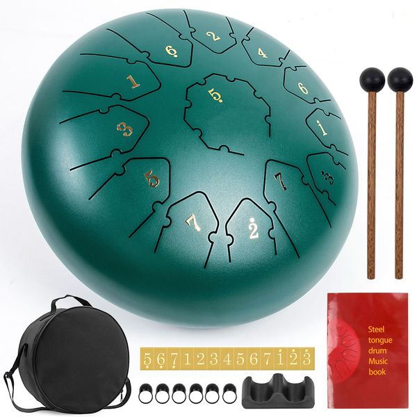 steel tongue drum 12 inch 13 notes percussion instrument with mallets carry bag music book
steel tongue drum 12 inch 13 notes percussion instrument with mallets carry bag music book